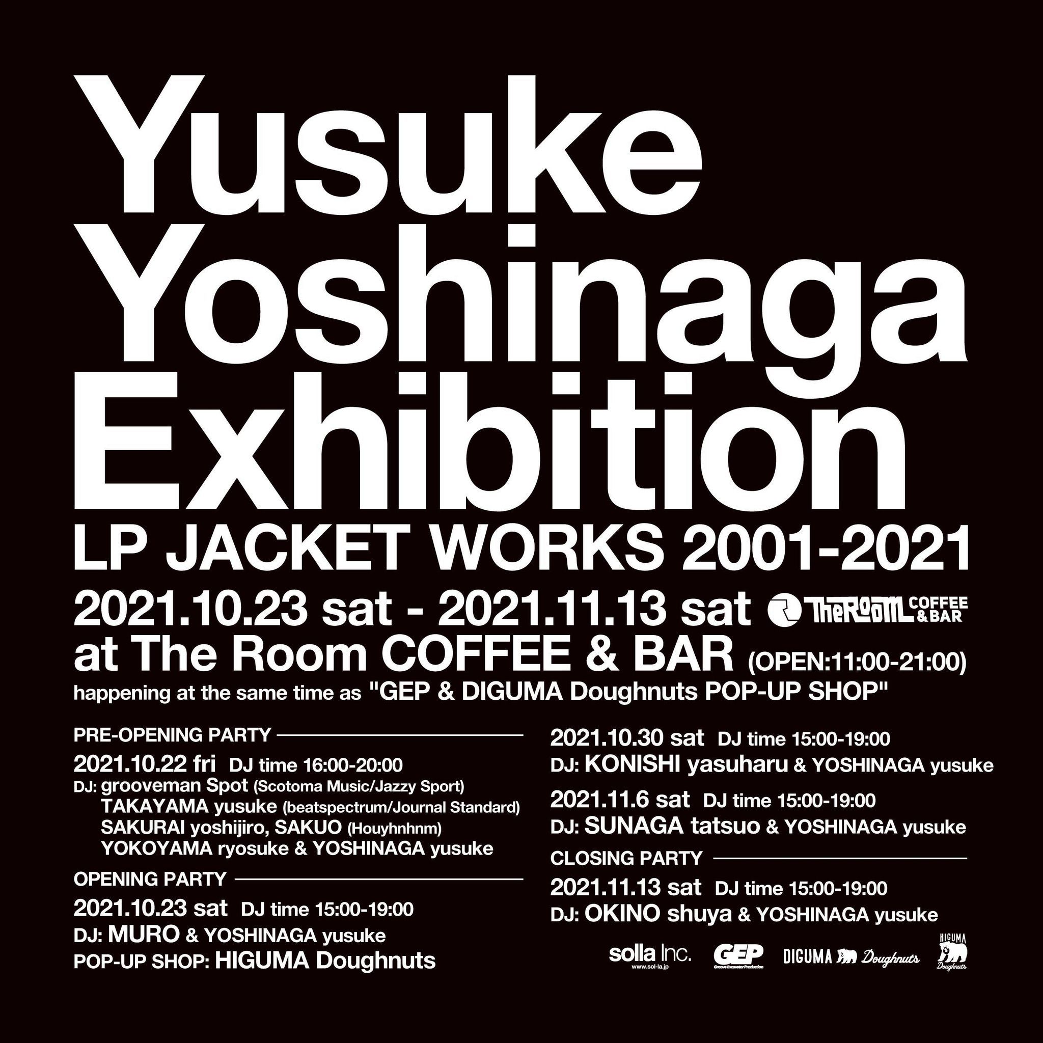 NuE~[WbNAW[EA[eBXg܂ŔN100^CgCDAiOՂ|AfUCi[/tHgOt@[/DJ̋giS̓WwYusuke Yoshinaga Exhibition LP JACKET WORKS 2001-2021xA1023(y)`1113(y)܂ŁAThe Room COFFEE & BARɂĊJÁI