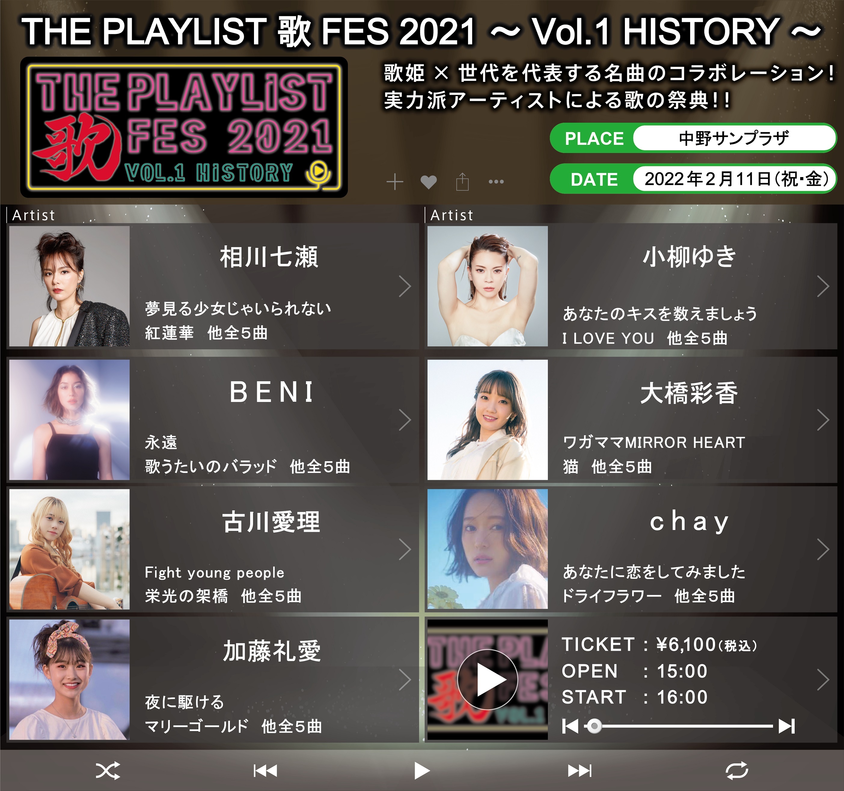 uTHE PLAYLIST FES 2021@`Vol.1 HISTORY`vXPW[AoҌ@̕P~Ȃ̃R{[VIΊAA܂̂̍ՓT