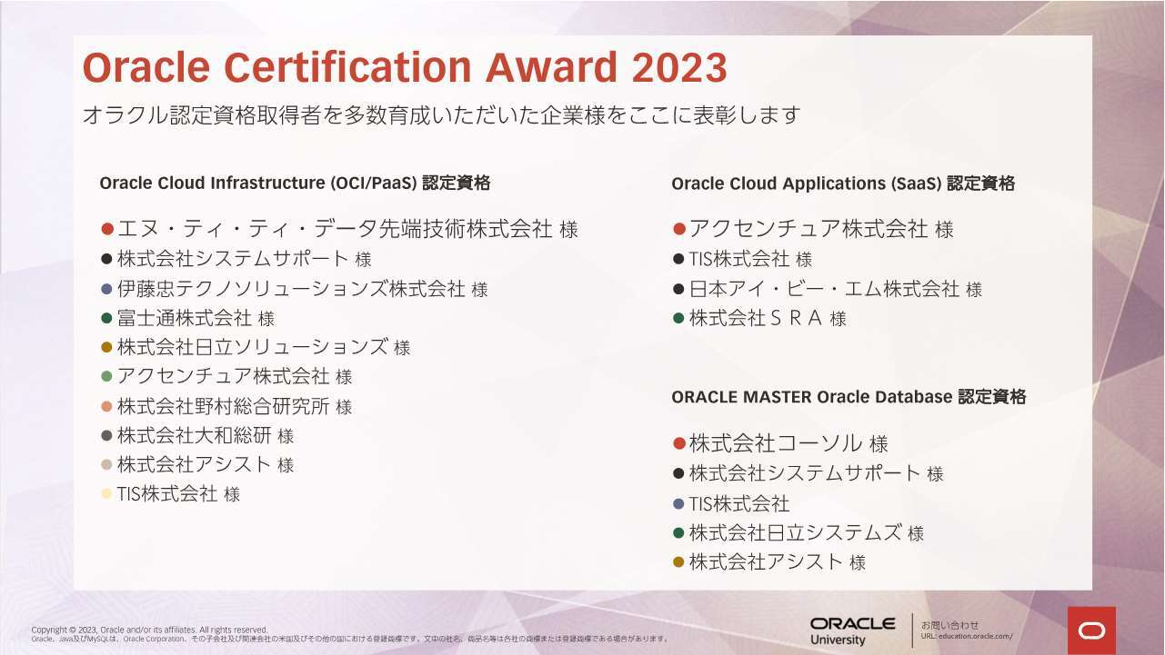 R[\A12NAŁuOracle Certification Awardv