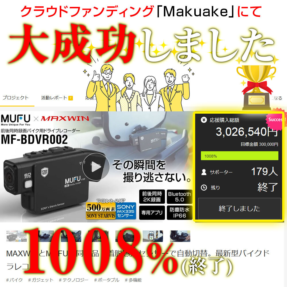 Makuakes̔1,008BIMAXWIN~MUFUJ̃oCNphRʔ̔Jn