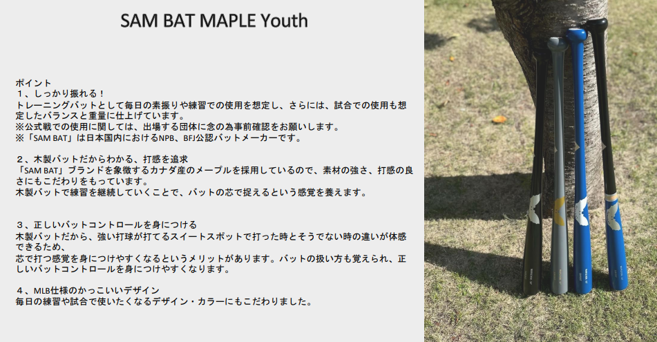 yJV}쏊zJi_̃obgƃ[J[wSAM BATxwؐobgwSAM BAT MAPLE YouthxVoI