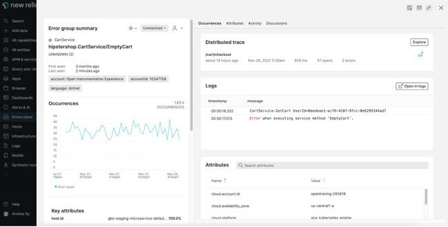 New Relic̃G[ǐՋ@\uErrors InboxvAʒ񋟂Jn