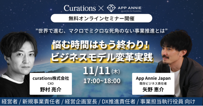 yApp Annie~CurationsEFri[JÁz1111i؁j17:00~18:00 wYގԂ͂IIrWlXfϊvHxICZ~i[I