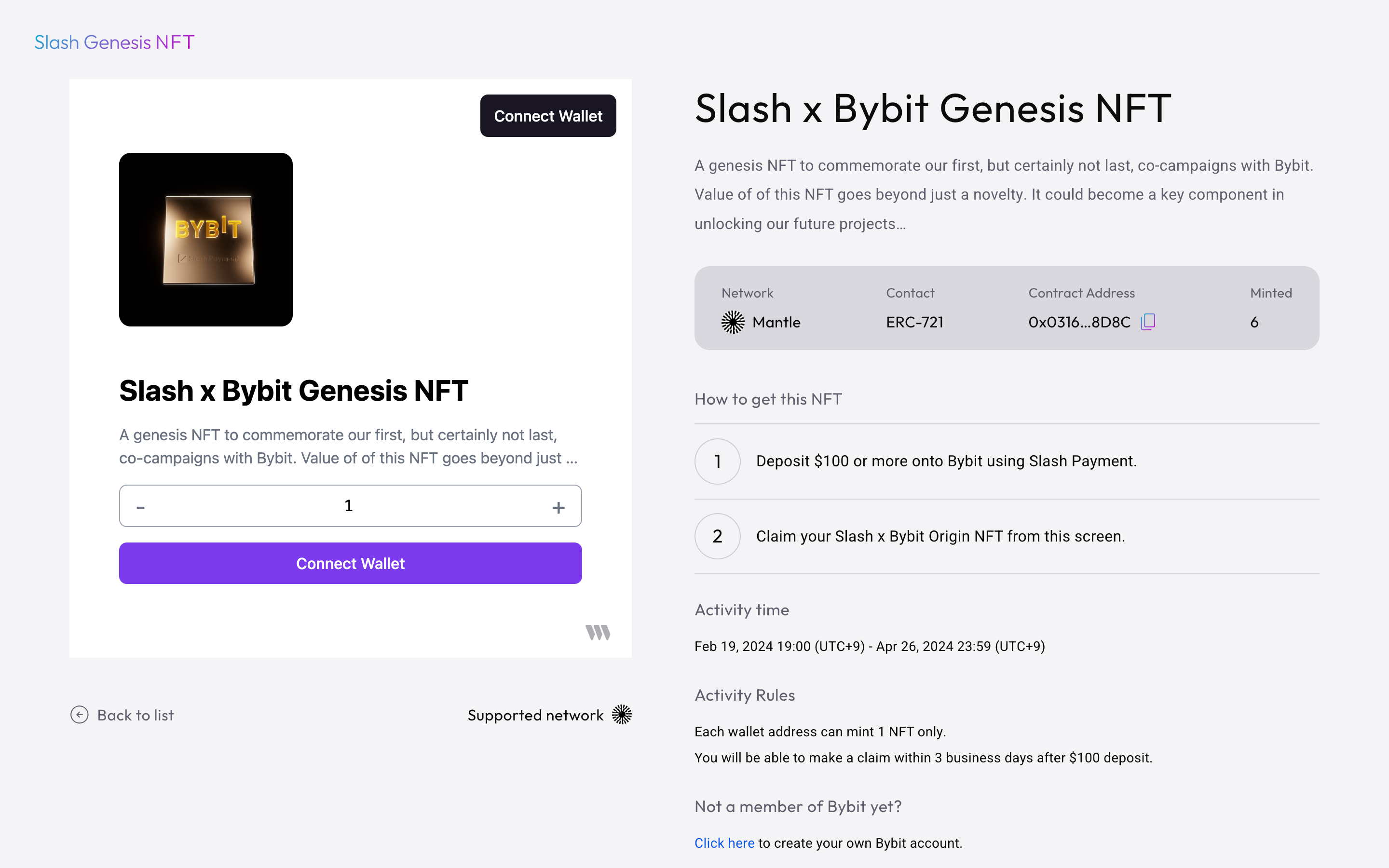 Slash PaymentABybit GlobalɌϓILOSlash Genesis NFTLy[J