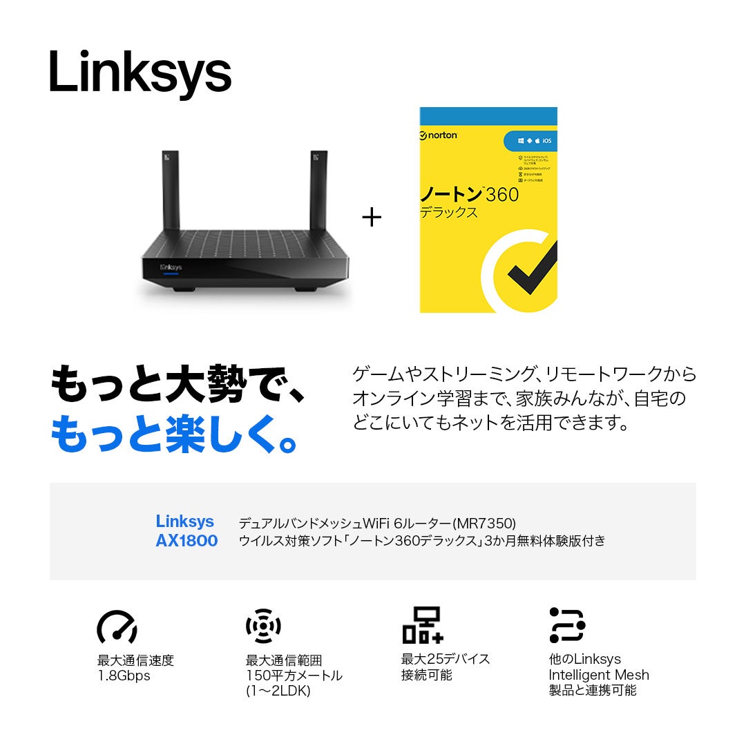 yTzubNtCf[܂ł҂ĂȂILinksys MR7350-JP-N WiFi 6 AX1800 bVWiFiΉ[^[oI