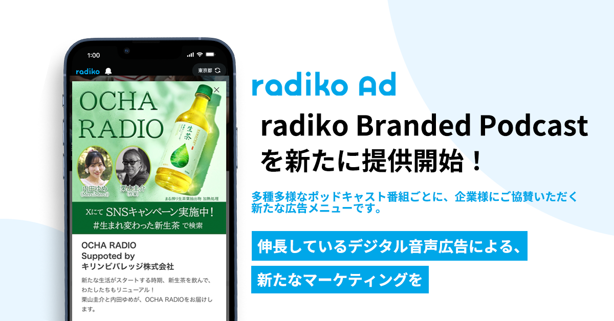 WR̃^[QeBOLuradiko AdvAVj[wradiko Branded Podcastx̒񋟂JnBê^ɃL I