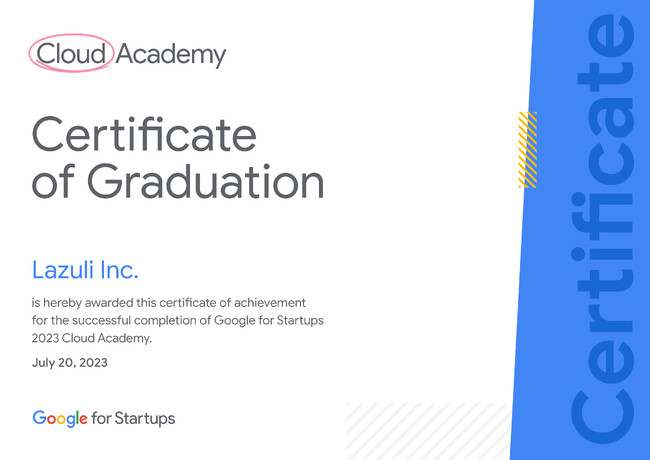 LazuliЁuGoogle for Startups Cloud Academy APACvɍ̑