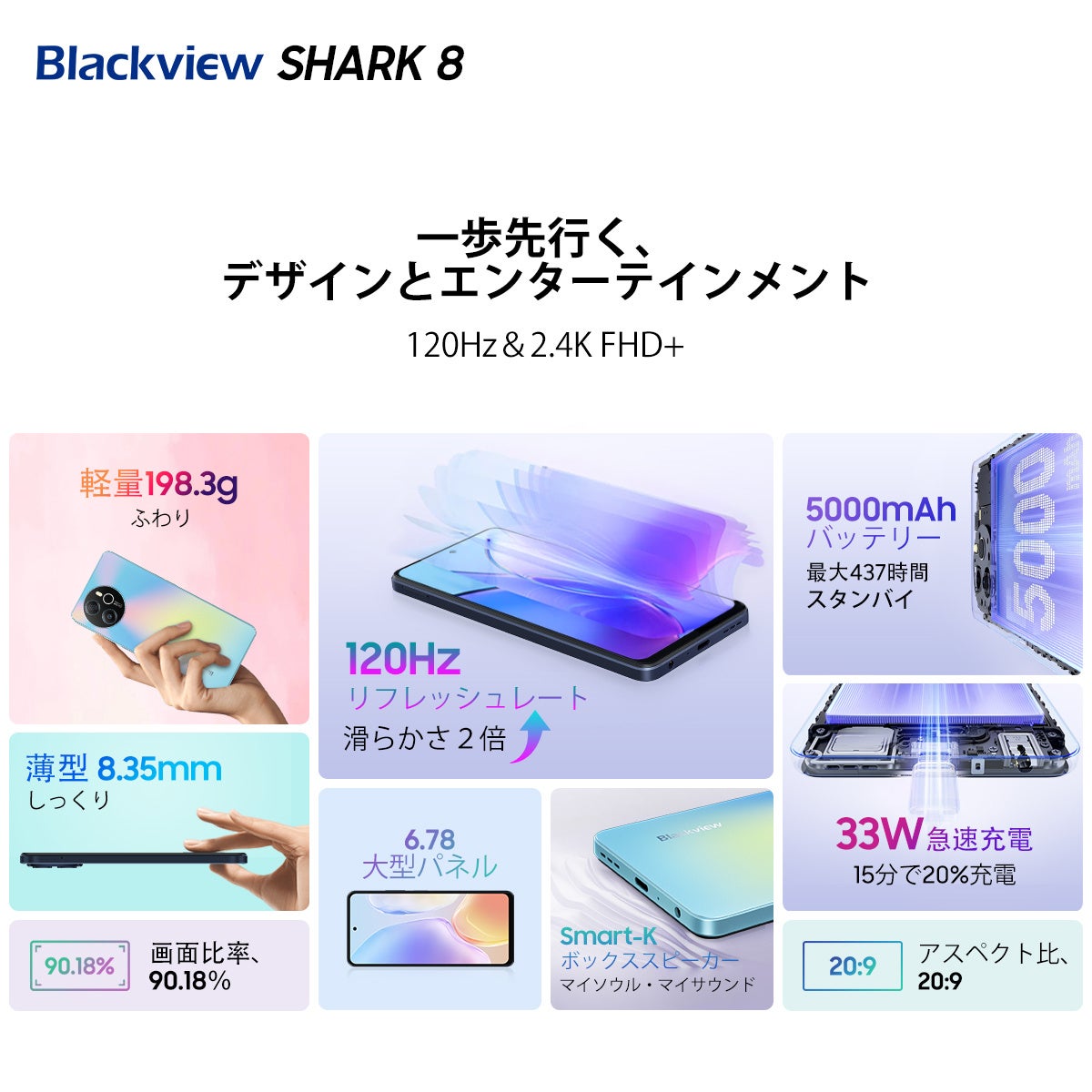 ŐVX}zuBlackview SHARK 8vIAliExpressɂĊeF撅5093.99h̊iōw\/2.4K/120Hz/Android13/ő16GB RAM