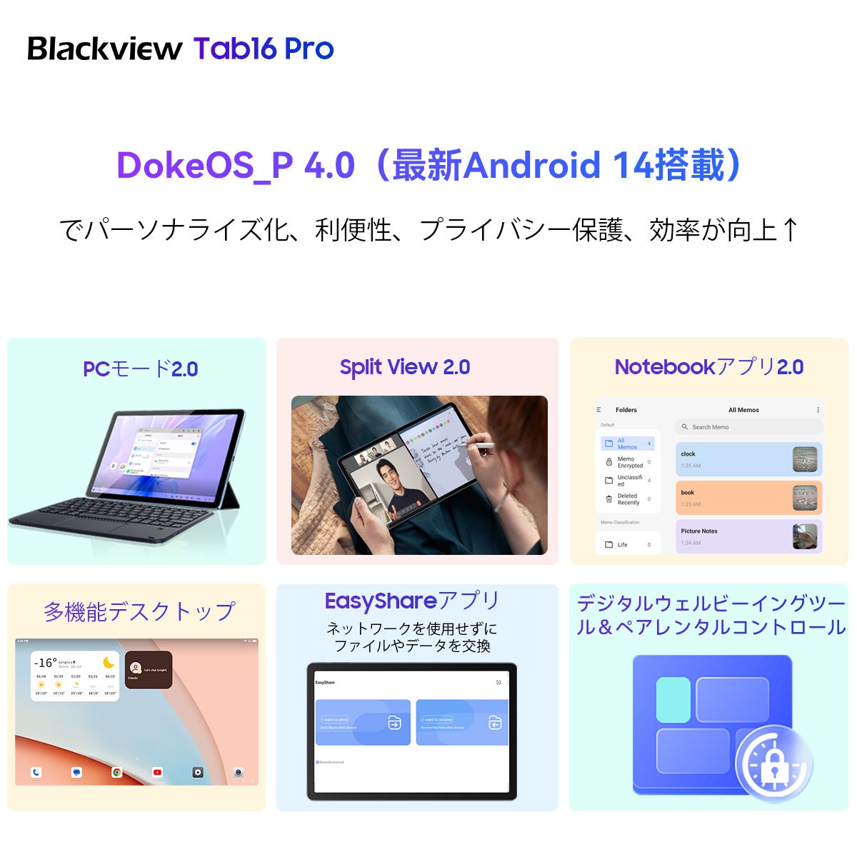 \^ubguBlackview Tab16 ProvIN[|R[hKpōňl23,920~ōw\IƎOSuDokeOS_P 4.0v̗p/24GB+256GB/FHD+𑜓x