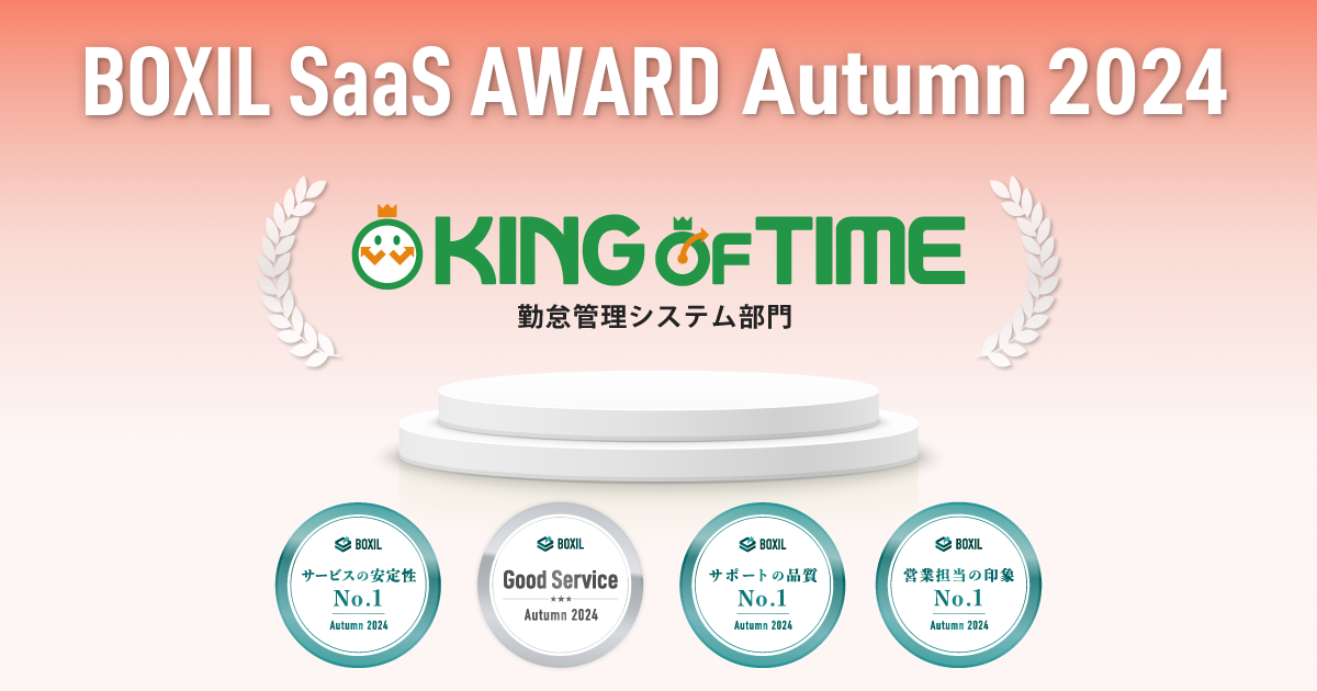 uKING OF TIMEvuBOXIL SaaS AWARD Autumn 2024v̋ΑӊǗVXeɂ4̏܂