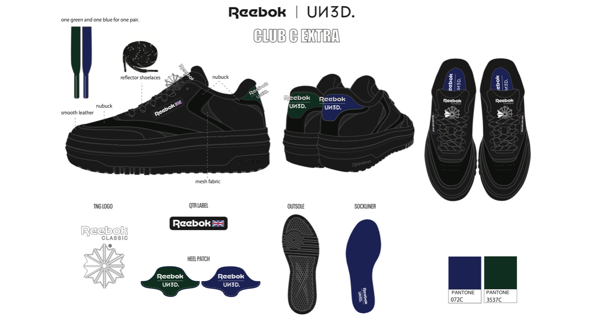 UN3D.ReebokƂ̃R{[VXj[J[uReebok ~ UN3D. CLUB C EXTRAv2024N124()ɔ