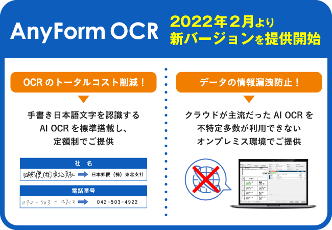 nbNAAI OCRzŗpłuAnyForm OCRv̐Vo[W2022N2񋟊Jn