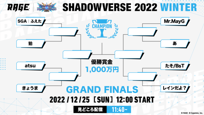 ܋1000~2022NŌ̑NC}bNX}uRAGE Shadowverse 2022 WintervGRAND FINALS2022N1225ɊJÁI