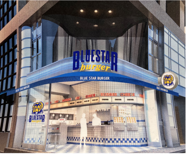 Ăā113g̐H׉\̃peBIuu[X^[o[K[ṽRZvgXgA wBLUE STAR burger gourmet 113x2022N1aJɃOhI[vI