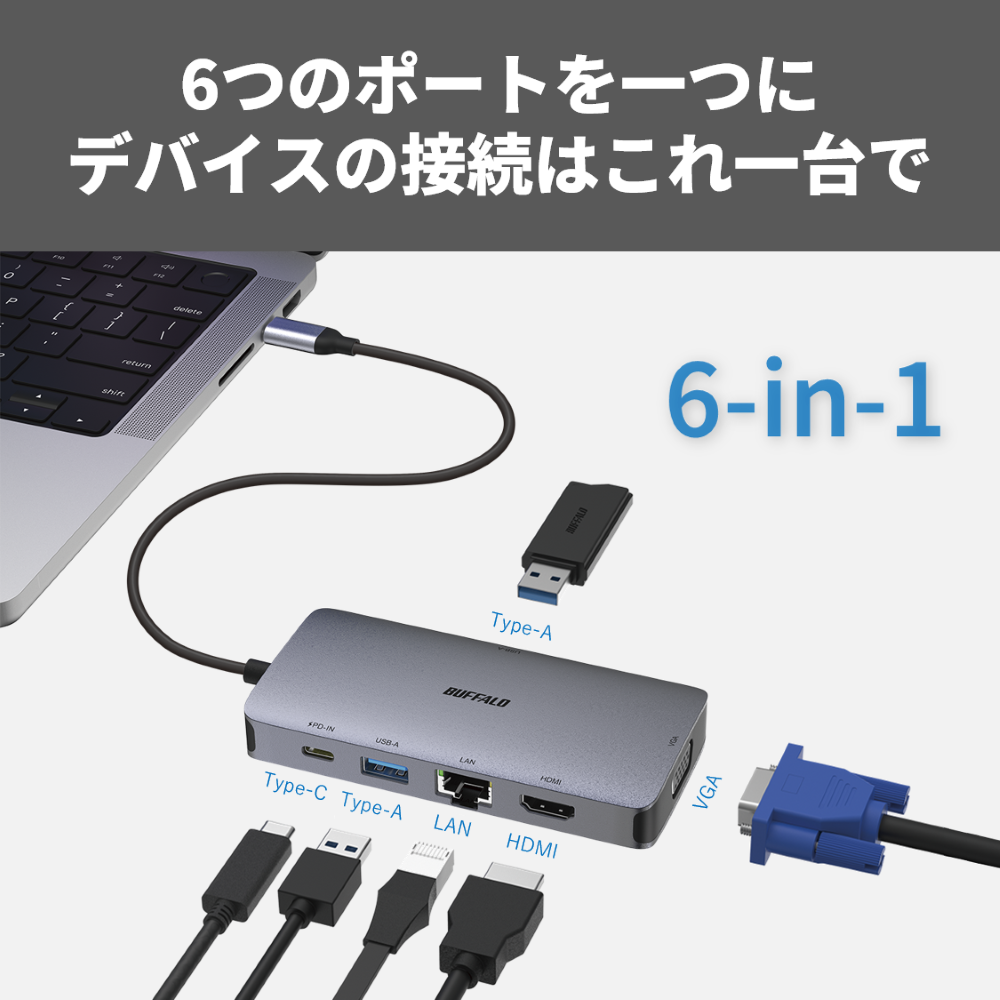 yLAN/HDMI/VGA/USBz6̃|[g1ɂ܂Ƃ߂Type-CΉhbLOXe[V12{