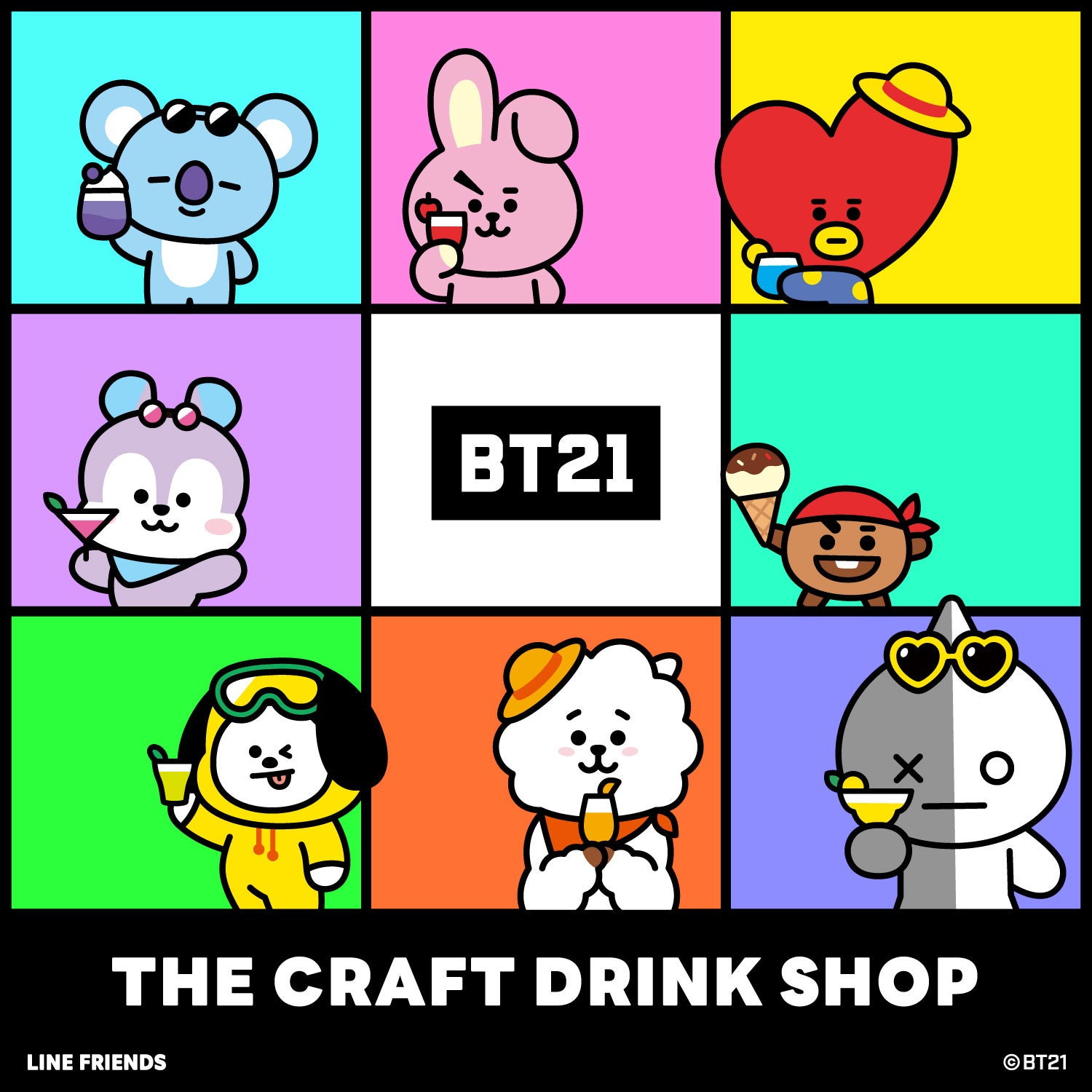 LINE FRIENDS̃O[olCLN^[uhuBT21vƃ^CAbvuNtghNvANZT[uBT21 THE CRAFT DRINK SHOPvOPEN