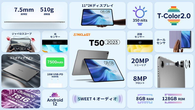 yŌ2ԁIIjňlzTeclastlC \ uT50 2023v11C` 8GB+128GB^ubgŔ̔AAmazonňi 24,320~!!