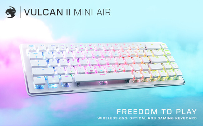 65%TCY2.4GHz Stellar WirelessBluetooth(R)ɑΉCXQ[~OL[{[hROCCATuVulcan II Mini Airv̔̔Jn