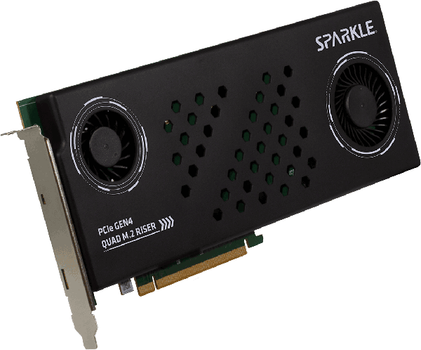 SPARKLEAPCI Express 4.0ڑ M.2 NVMe SSD x4ډ\ȕϊwPCIe GEN4 QUAD M.2 RISER CARDx