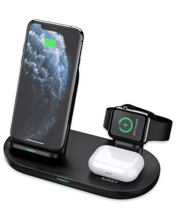 AUKEY 3-in-1CX[d LC-A340%ItIiPhoneApple WatchAirpods𓯎ɏ[d\