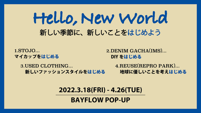 BAYFLOW^X܂̃|bvAbvuHello,New Worldv318()X^[gB